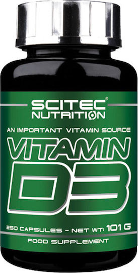 Scitec Nutrition Vitamin D 3 Vitamina pentru Întărirea Sistemului Imunitar & Sănătatea Oaselor 480iu 12mcg 250 capace