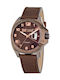 Just Cavalli Мъжки Часовник 48mm На Батерия С Кафява Кожена Каишка