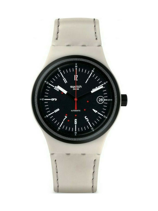 Swatch Watch Automatic with Beige Leather Strap SUTM400