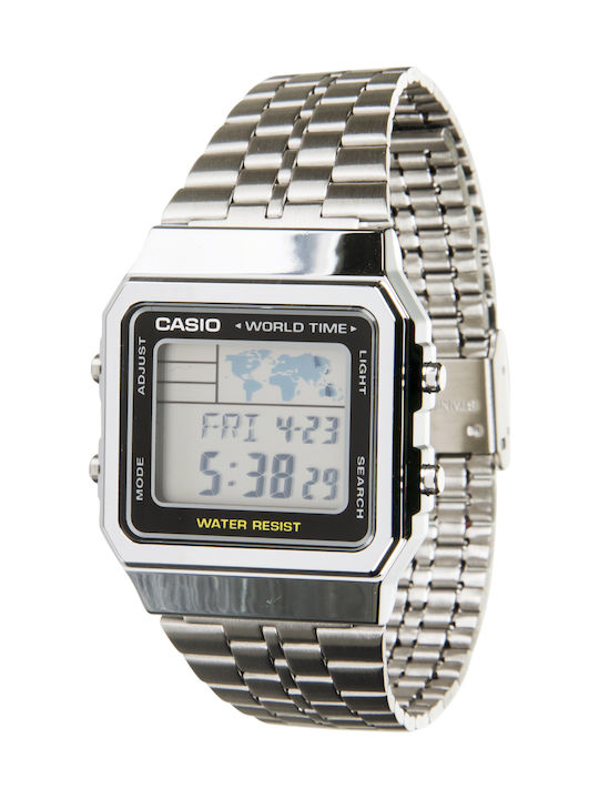 Casio Digital Battery Watch with Metal Bracelet Silver