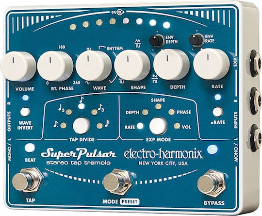 Electro-Harmonix Super Pulsar Stereo Tap Pedals Tremolo Electric Guitar and Electric Bass