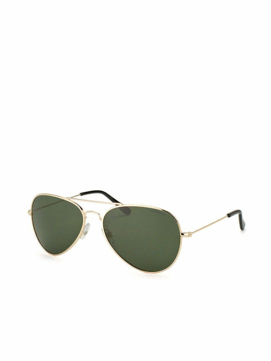 Polaroid Men's Sunglasses with Gold Metal Frame and Green Polarized Lens PLD04213W 00U/H8