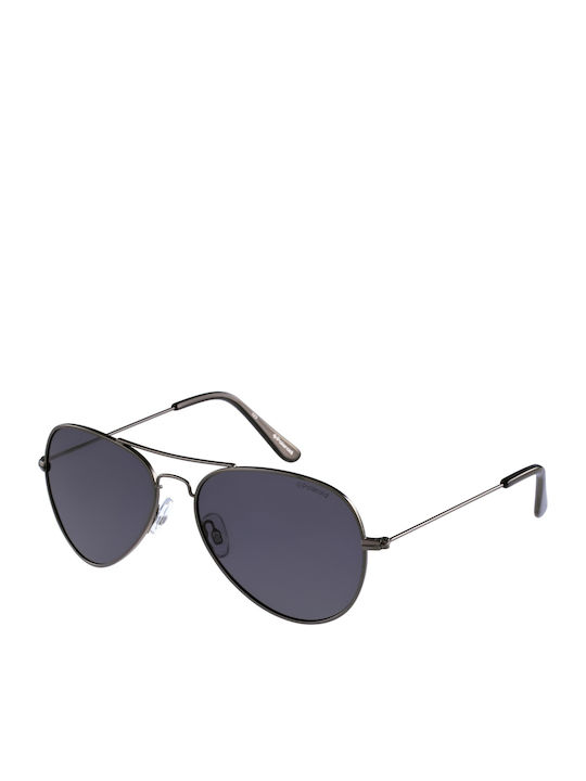 Polaroid Men's Sunglasses with Silver Metal Frame and Black Polarized Lens 04213 A4X/Y2