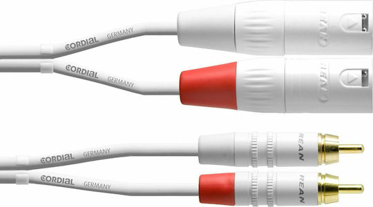 Cordial CFU 15 MC-SNOW XLR Cable Male - RCA Male White 1.5m
