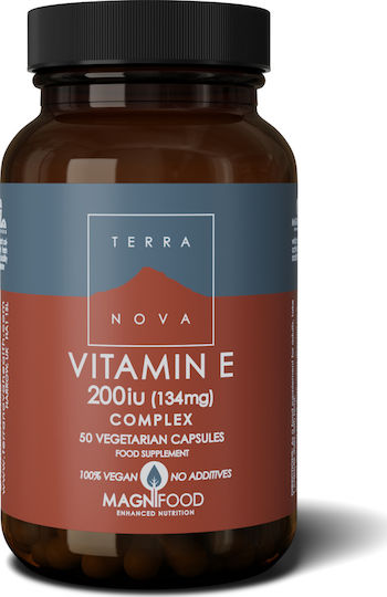 TerraNova Vitamin E 134mg (200iu) Complex Βιταμίνη για τo Δέρμα & Αντιοξειδωτική δράση 200iu 134mg 50 φυτικές κάψουλες