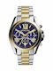 Michael Kors Bradshaw Γυναικείο Ρολόι 43mm Χρονογράφος Μπαταρίας με Χρυσό Μεταλλικό Μπρασελέ