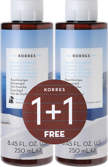Korres Santorini Vine Αφρόλουτρο σε Gel με Aloe Vera Καταπραϋντικό 2x250ml