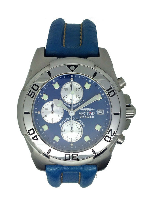 Sector Watch Chronograph Battery with Blue Leather Strap