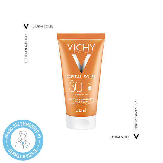 Vichy Ideal Soleil Fluid Matifiant Textură Uscată Cremă De Față Aproofă Pentru Plajă SPF30 50ml