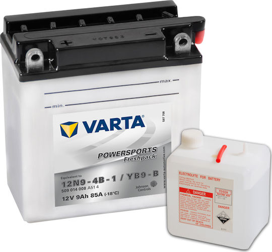 Varta Powersports Freshpack Open Type Motorcycle Battery YB9-B 85A with Capacity 9Ah