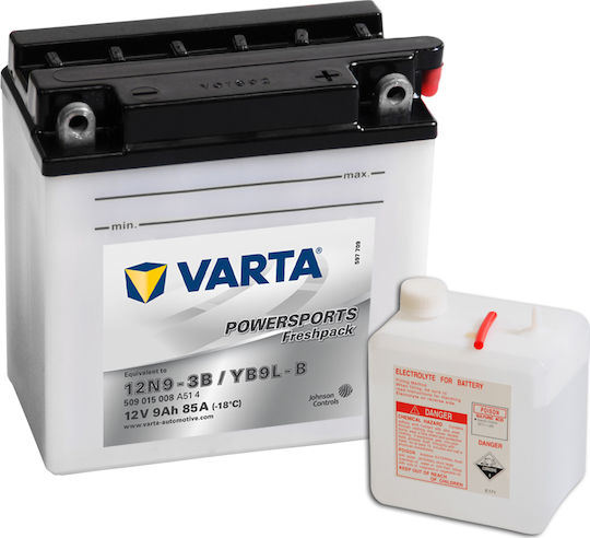 Varta Powersports Freshpack Open Type Motorcycle Battery YB9L-B 85A with Capacity 9Ah