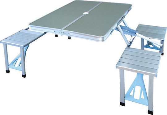 Summer Club Masă De Picnic - Bancă Pliabilă Din Aluminiu În Cazul În Care 135x85x67cm Alb