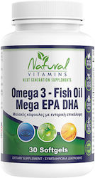 Natural Vitamins Omega 3 Fish Oil Mega EPA DHA Ιχθυέλαιο 1000mg