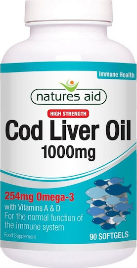 Natures Aid High Strength Cod Liver Oil Μουρουνέλαιο 1000mg 90 μαλακές κάψουλες