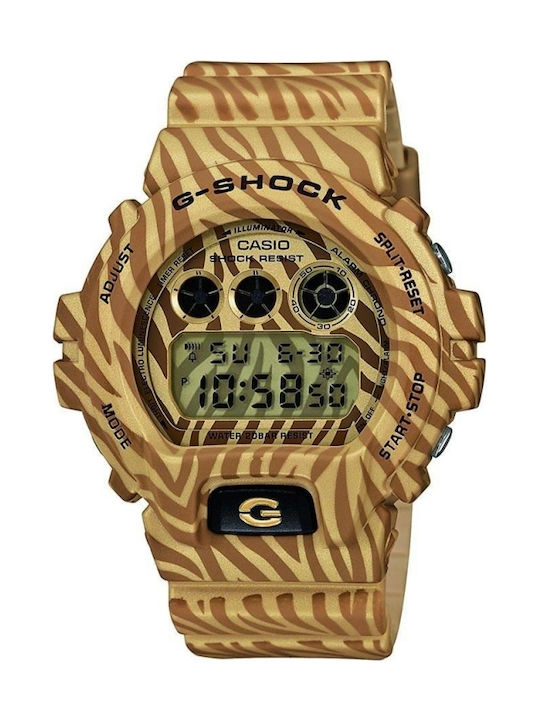 Casio G-Shock Uhr Chronograph Batterie mit Beige Kautschukarmband