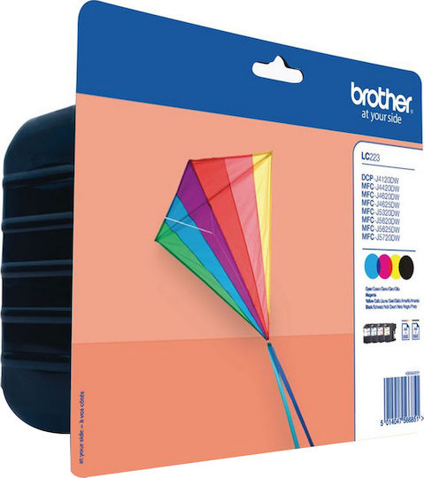 Brother LC223 Original Pack of 4 InkJet Printer Inks Yellow / Cyan / Magenta / Black (LC-223VALBP)