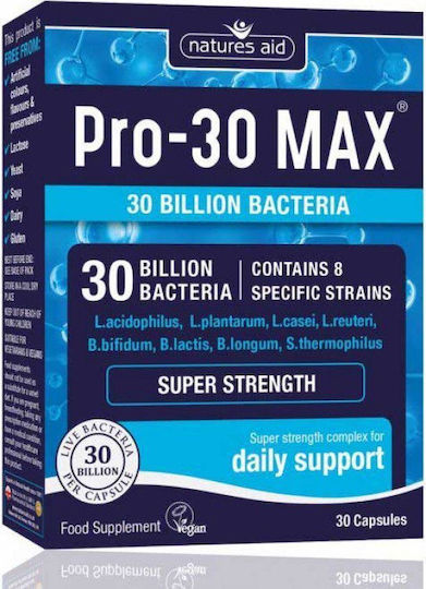 Natures Aid Pro-30 Max Пробиотици 30 вегетариански капсули