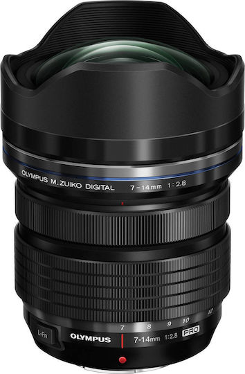 Olympus Crop Camera Lens M.Zuiko ED 7‑14mm 1:2.8 Pro Ultra-Wide Zoom for Micro Four Thirds (MFT) Mount Black
