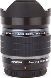 Olympus Crop Camera Lens M.Zuiko Digital ED 8mm 1:1.8 PRO Fisheye for Micro Four Thirds (MFT) Mount Black