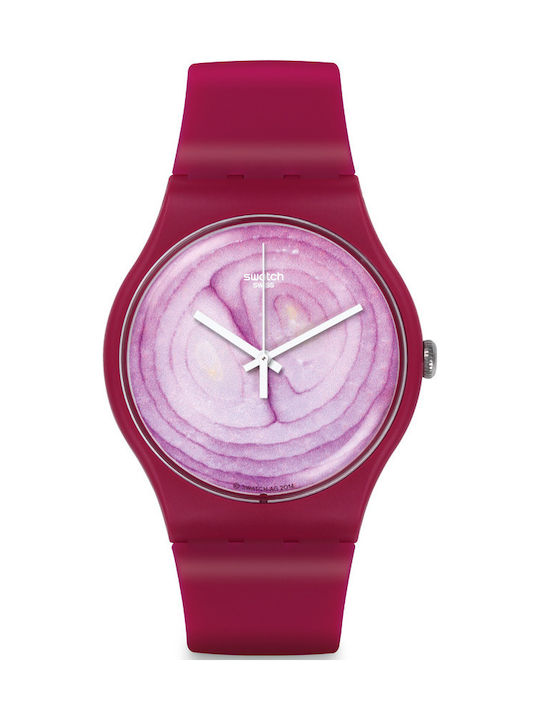 Swatch Uhr mit Rot Kautschukarmband SUOP105