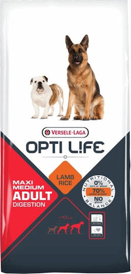 Versele Laga Opti Life Digestion Adult Medium & Maxi 12.5kg Dry Food Grain-Free & Gluten-Free for Adult Large Breed Dogs with Lamb and Rice