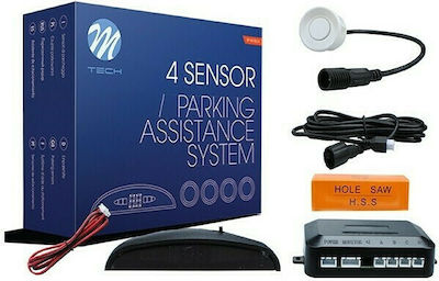 M-Tech Car Parking System with Screen and 4 Sensors 21.5mm in White Colour CP4W/MT