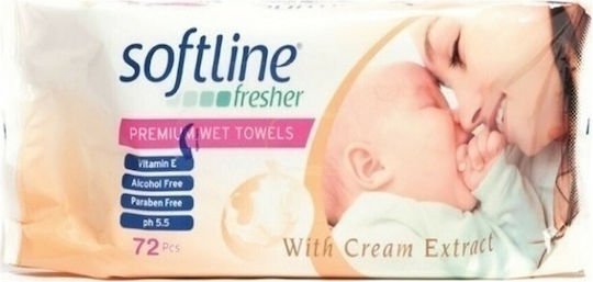 Softline Fresher Premium Babytücher ohne Alkohol & Parabene 72Stk