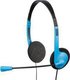 HAMA HS-101 Auf dem Ohr Multimedia-Headsets mit Mikrofon und Verbindung 3,5 mm Klinke in Blau Farbe