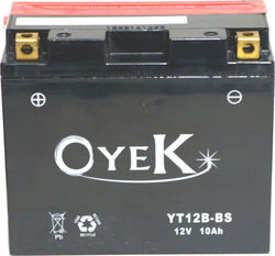 Oyek Motorradbatterie YT12B-BS mit Kapazität 10Ah