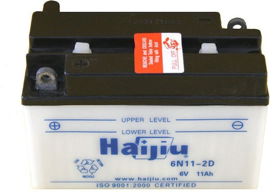 HaiJiu Motorradbatterie 6N11-2D mit Kapazität 11Ah