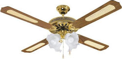 Eurolamp Ceiling Fan 130cm with Light Brown