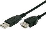 Powertech USB 2.0 Кабел USB-A мъжки - USB-A женски Черно 5м CAB-U013