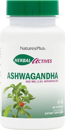 Nature's Plus Herbal Actives Ashwagandha 450mg 60 Pflanzliche Nahrungsergänzungsmittel