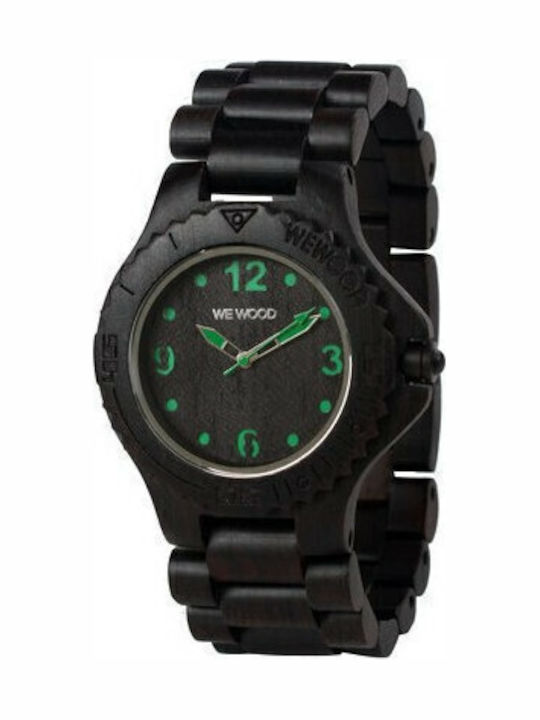 WeWood Kale Black-Green Men's Watch 42mm Battery with Black Wooden Bracelet