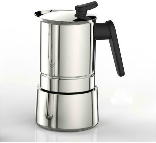 Pedrini Steelmoka Stovetop Espresso Pot 2 Cups Inox Silver