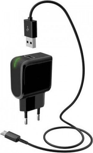 Meliconi Handyladegerät mit USB-A Ausgangsanschluss und Micro-USB Kabel Schwarz (406709)