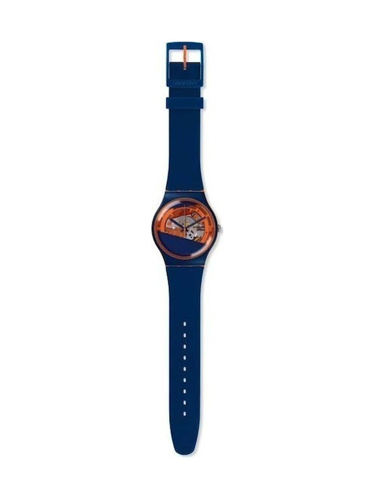 Swatch Watch with Rubber Strap Blue SUOO102