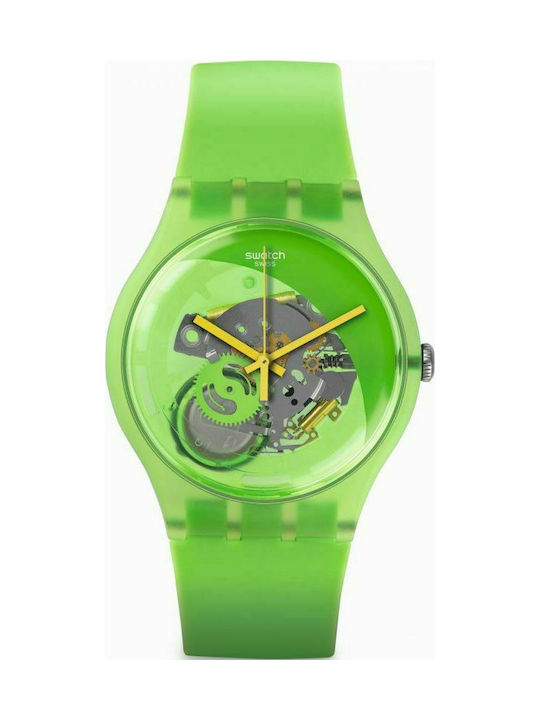 Swatch Uhr mit Grün Kautschukarmband SUOG110