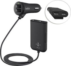 Belkin Φορτιστής Αυτοκινήτου με Θύρες 4xUSB-A και Καλώδιο Ενσωματωμένο Belkin Φορτιστής Αυτοκινήτου με Θύρες 4xUSB-A και Καλώδιο Ενσωματωμένο