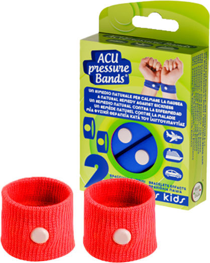 Brand Italia Acu Pressure Bands Детски Гривни Против Гадене в Червен Цвят Червени за Гадене 2 Бройки