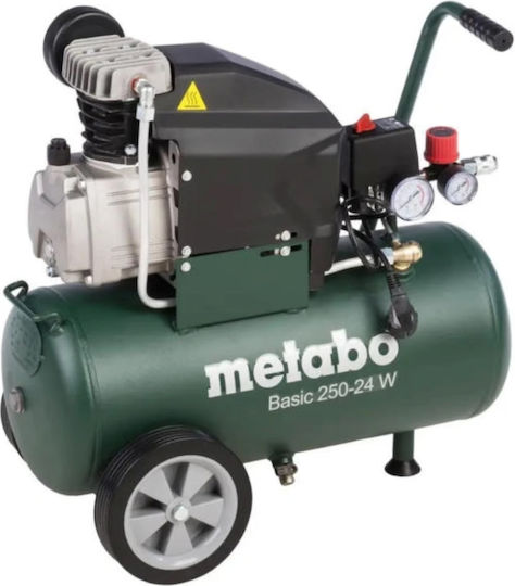 Metabo Basic 250-24 W Single-Phase Air Compressors 97dB with Power 2hp and Airtank 24lt 601533000