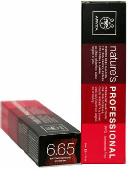 Apivita Nature's Professional Βαφή Μαλλιών Χωρίς Αμμωνία 6.65 Έντονο Κόκκινο 50ml