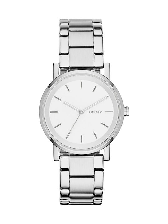 DKNY Soho Γυναικείο Ρολόι 34mm Μπαταρίας με Ασημί Μεταλλικό Μπρασελέ