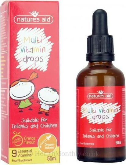 Natures Aid Multi-vitamin Drops Multivitamin Infants & Children for Energy, Immune System Boost & Bone Health 50ml