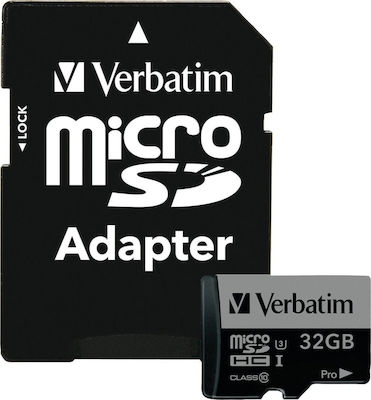 Verbatim Pro microSDHC 32GB Class 10 U3 UHS-I με αντάπτορα