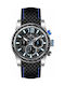 Anell Watch Chronograph Battery with Black Leather Strap 1W91G_VB