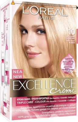 L'Oreal Paris Excellence Cream Colour Set Blonde Hair Dye 10 Blonde Blond Blond Flowering 48ml