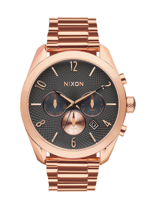 Nixon Watch Chronograph Battery with Pink Gold Metal Bracelet A366-2046-00