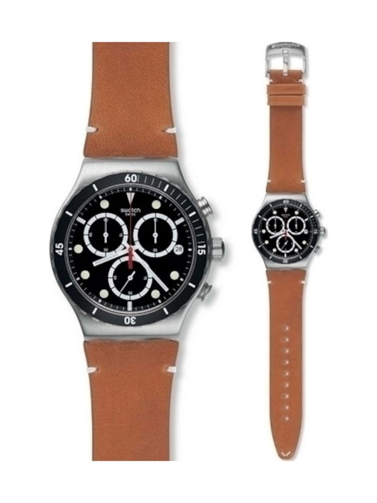 Swatch Disorderly Brown Leather Strap