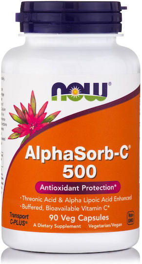 Now Foods Alphasorb-C 500 Βιταμίνη για Ενέργεια & Ανοσοποιητικό 500mg 90 φυτικές κάψουλες